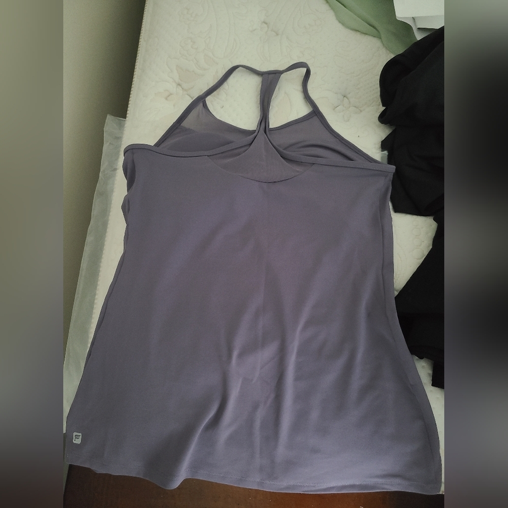 NWOT Fabletics Built In Bra Racerback Purple Tank - Picture 2 of 3